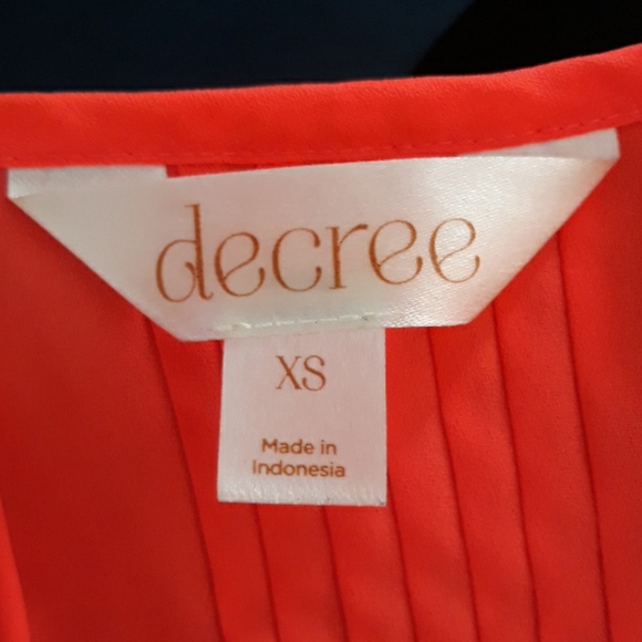Decree florescent orange flowy womens blouse - Picture 9 of 11